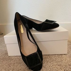 Louise Et Cie Black Buckle Suede Flats Size 7.5